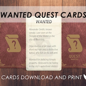 Cartões de ideias de missões - Quadro de procurados | Acessórios DnD | Ganchos de aventura RPG | D&D mais procurados | Dungeons and dragons | Pathfinder