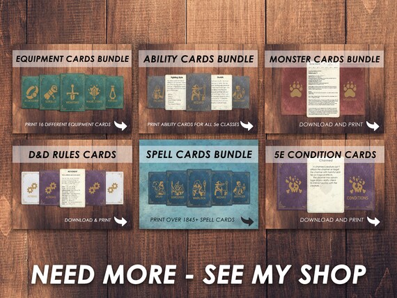 Dnd Accessories Cards Dnd Accessories Custom Blank Cards Printable Dungeons  and Dragons Items D&D Equipment Cards 5e 