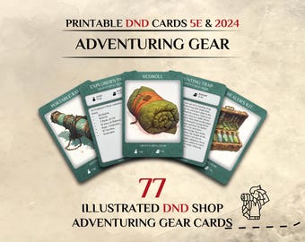 DnD Item Cards: Adventuring Gear | 77 Illustrated Item Cards | 5e and 2024 | Dungeons and Dragons accessories (Printable PDF)