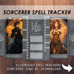 Tarjeta de seguimiento de ranuras de hechizo de hechicero de D&D / Descargar e imprimir / Dungeons and Dragons 5e / Accesorio de mazo de hechizos de Dnd / PDF /