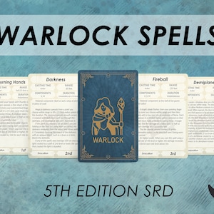 Cartas de Magia de Bruxo | 98 cartas CHEIAS | Regras Básicas 5e | Magias Truque para Nível 9 | D&D | Dungeons and dragons | Acessórios de Mestre | DnD