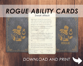 DnD Rogue Ability Cards | Dnd Player Class Accessories | Dungeons and Dragons 5e | DnD Printable | PDF |