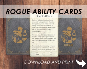 DnD Rogue Ability Cards | Dnd Player Class Accessories | Dungeons and Dragons 5e | DnD Printable | PDF |