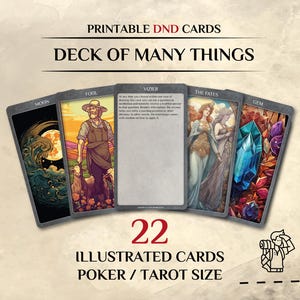 Baralho de D&D de Muitas Coisas: Cartas Ilustradas nos Tamanhos Padrão e Tarô (Download Digital)