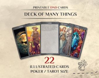 DnD Deck of Many Things: Illustrated Cards Standard and Tarot size (Digital Download)