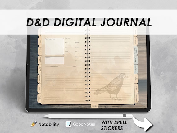 Vintage DnD Journal: Digital Character Sheet, Spellbook & more, 2014 2024 5e 5.5e (Goodnotes Notability)