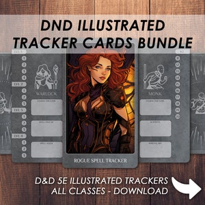 Carte illustrate per il tracciamento delle abilità di classe di D&D / TUTTE LE CLASSI / Scarica e stampa / Dungeons and Dragons 5e / Accessorio per mazzo di incantesimi Dnd / PDF /