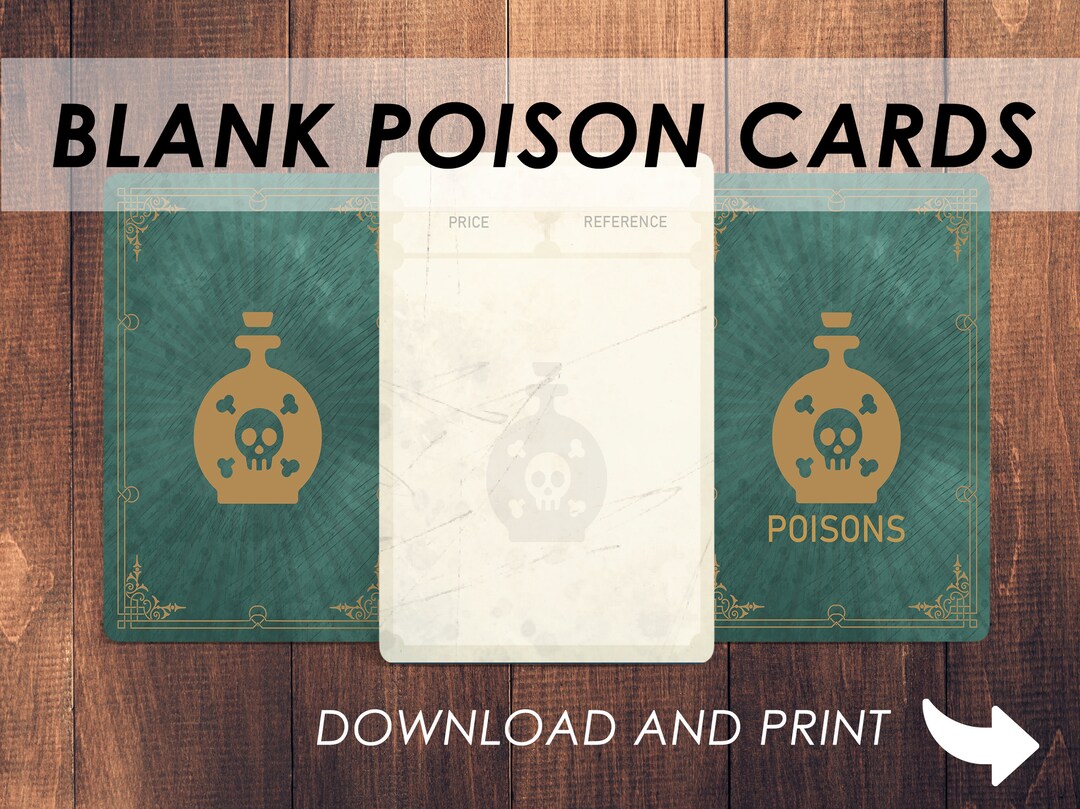 Dnd Item POISON Cards Dnd Accessory Printable Dungeons Etsy