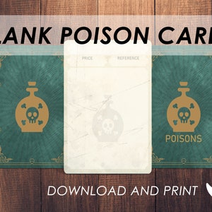 Cartas de DnD Item POISON | Acessórios DnD | Cartas imprimíveis | Itens de Dungeons and Dragons | Cartas de equipamento D&D 5e