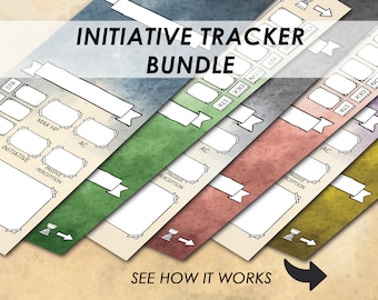 D&D Initiative Tracker Bundle | Printable Dungeons and Dragons | Character Sheet Tent Cards | DM Screen Accessories | DND Dungeon Master