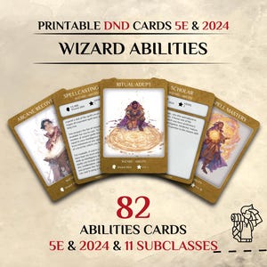 Cartas de habilidades de clase de mago de DnD / DnD 5e y 2024 / Accesorios de Dungeons and Dragons (PDF imprimible)