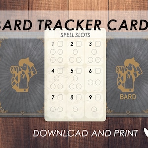 DnD Bard Spell Slot-trackerkaart | Downloaden en afdrukken | Dungeons and Dragons 5e | Dnd-accessoire voor spreukenkaarten | PDF |