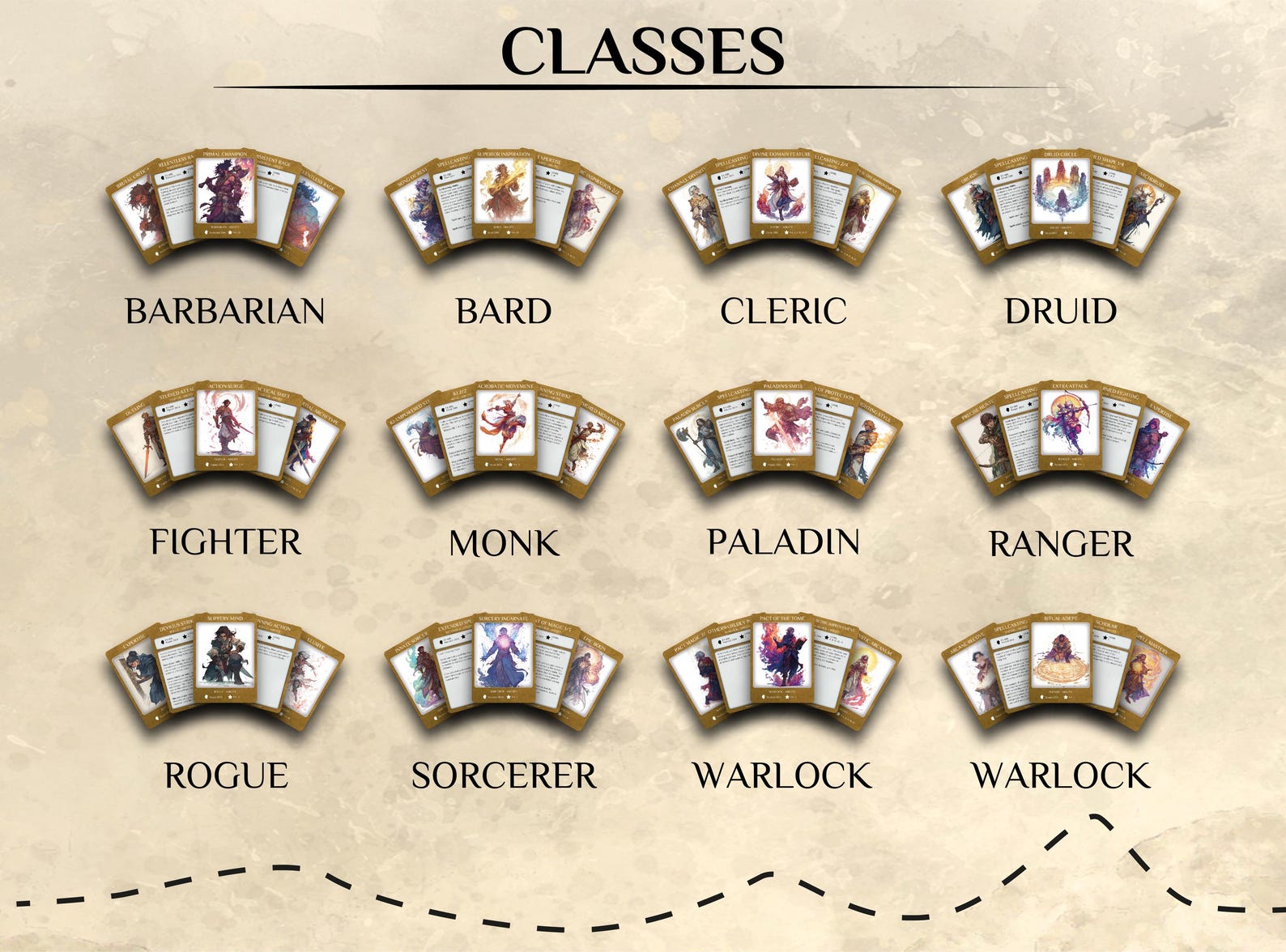 Dnd Illustrated Abilities Cards Bundle | 5E 2014 2024 Class Ability ...