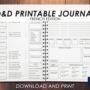 Printable DnD 5e Character Journal: French Edition (PDF)