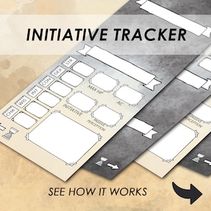 D&D 5e-initiatieftracker | Afdrukbare kerkers en draken | Tentkaarten karakterblad | Accessoires voor DM-schermen | PDF | DND Dungeon Master