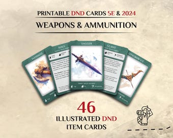 DnD Item cards illustrated: Weapons (Instant Download)