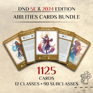 DnD Illustrierte Fähigkeitskarten Bündel | 5E 2014 2024 Klasse Fähigkeiten Eigenschaften DnD (druckbare PDF)