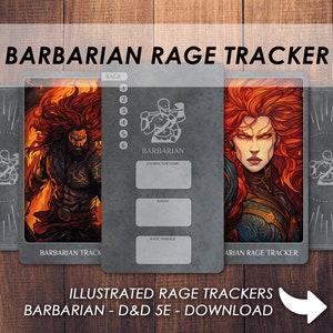 D&D Barbarian Rage Tracker Karte | Herunterladen und ausdrucken | Dungeons and Dragons 5e | Dnd fähigkeiten Zubehör | PDF |