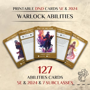 DnD Warlock Class Abilities Cards | DnD 5e & 2024 | Dungeons and Dragons accessories (Printable PDF)