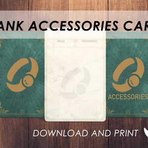 Cartes d'accessoires du MDN | Accessoires MDN | Cartes vierges personnalisées| Imprimable | Objets Donjons et dragons | Cartes d'équipement D&D 5e