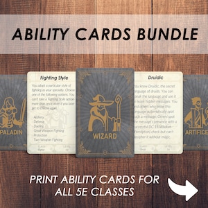 Cartas de Habilidade DnD para Todas as Classes | MEGA PACOTE DE HABILIDADES | Baralho de Cartas de Acessórios de Classe de Jogador D&D Dnd | Dungeons and Dragons 5e