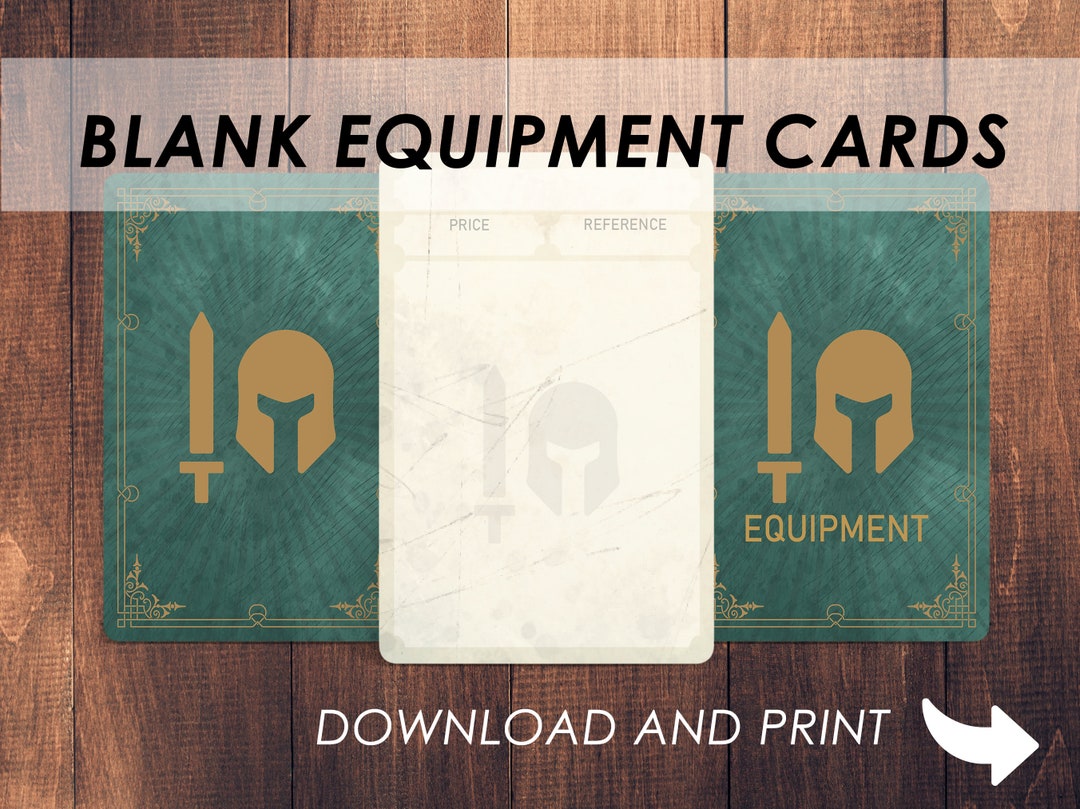 Dnd Equipment Cards Dnd Accessories Custom Blank Cards Printable
