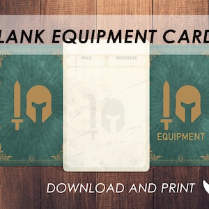 Cartes d'équipement du MDN | Accessoires MDN | Cartes vierges personnalisées| Imprimable | Objets Donjons et dragons | Cartes d'équipement D&D 5e