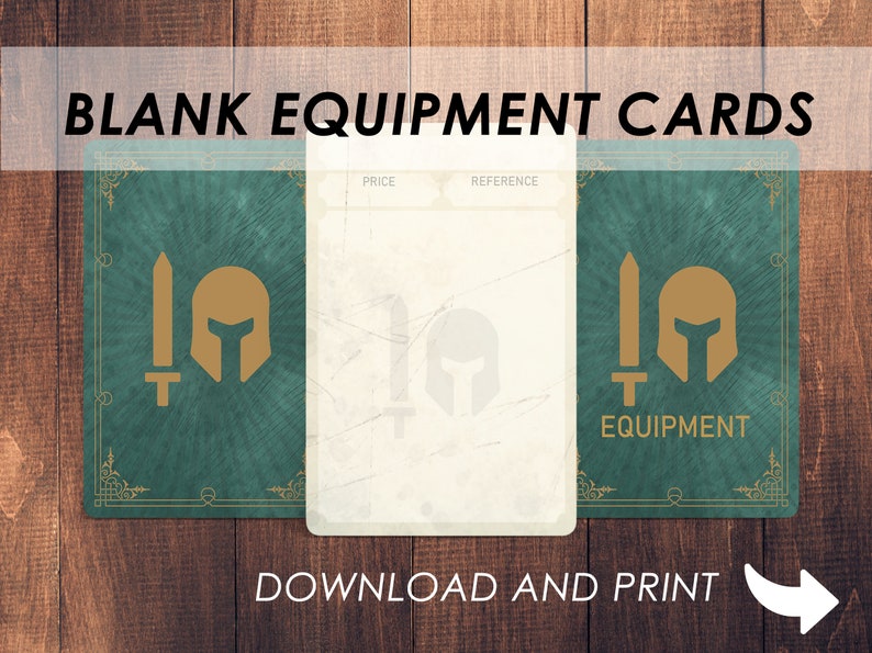 Dnd Equipment Cards Dnd Accessories Custom Blank Cards Etsy