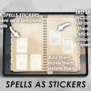 The listing includes spell cards in form of jpg files. You can just add them to the journal throug programs like goodnotes or notability