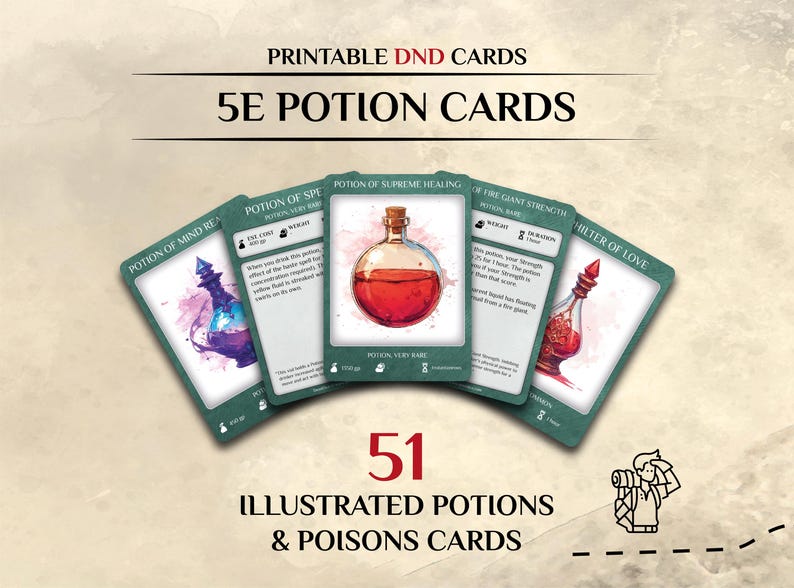 Dnd Potion and Poison Cards | 5E Illustrated Item Cards (PDF) - Etsy