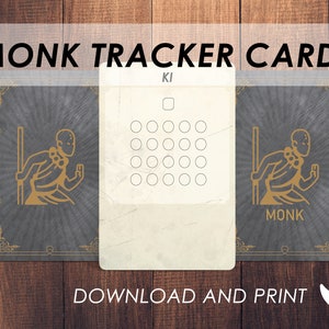 Dnd Monk Ki-trackerkaart | Dnd-accessoires | Dungeons and Dragons 5e | Dnd-afdrukbaar | PDF |