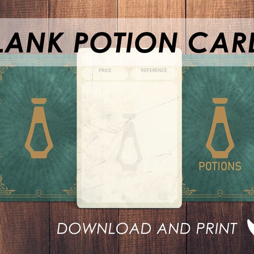 Dnd POTIONS Cards Dnd Healing Potion Printable Dungeons - Etsy