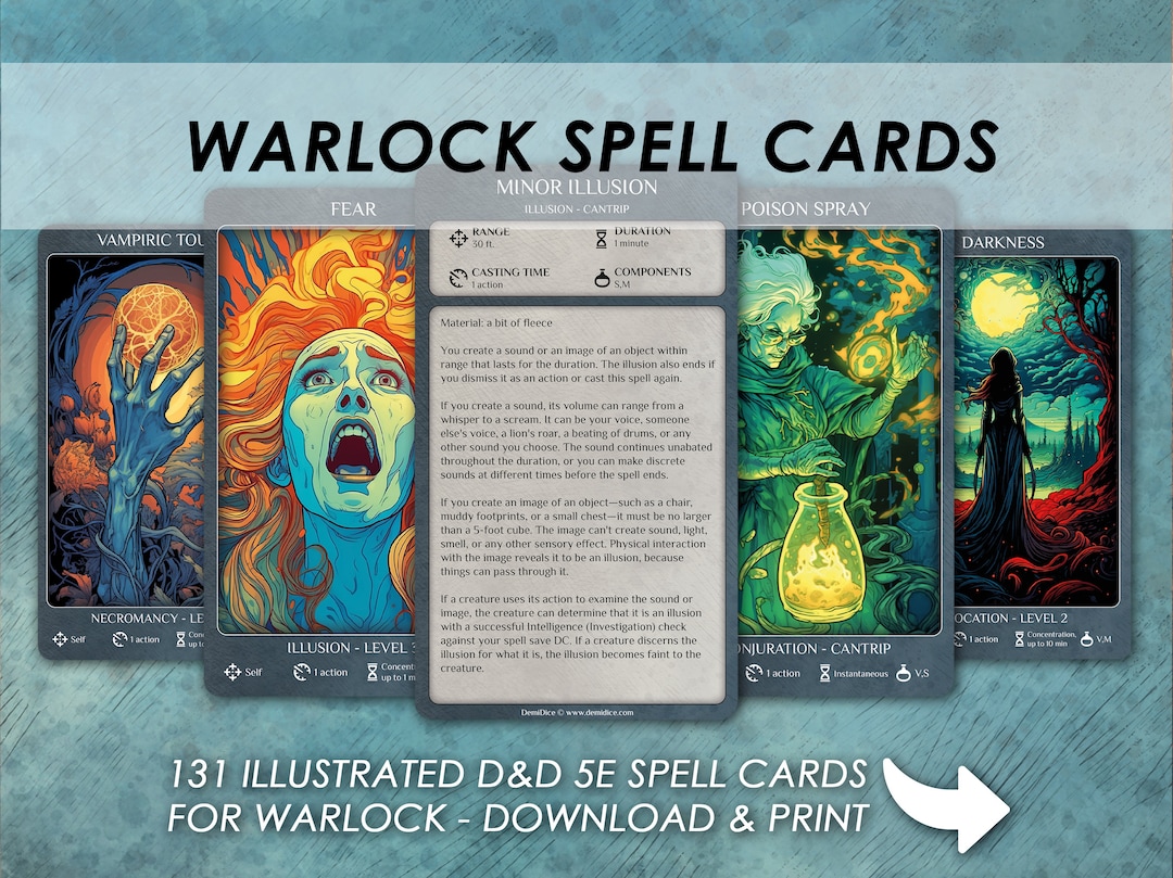 Dnd Warlock Spells | D&D Illustrated Spell Cards | Dungeons and Dragons ...