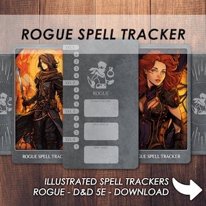 Cartão rastreador de slot de magia de D&D Rogue | Baixar e imprimir | Dungeons and Dragons 5e | Acessório para deck de magia Dnd | PDF |