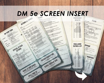 Wkładka do ekranu DnD DM | Ekran Dungeon Master | Akcesoria DnD | Dungeons and Dragons 5e | Do druku |