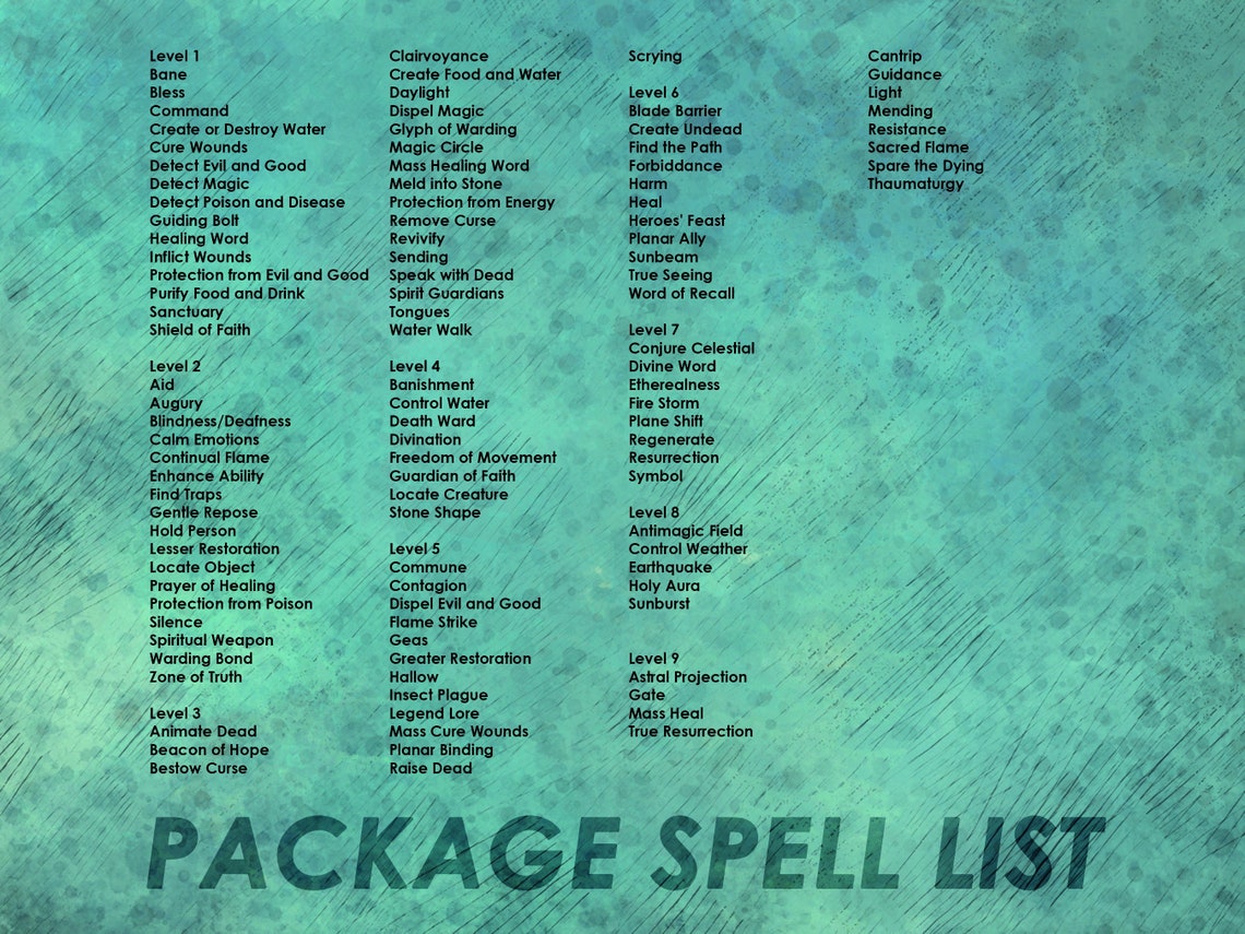 Dnd Cleric Spell Cards D&D 5e Spellbook Printable - Etsy Ireland