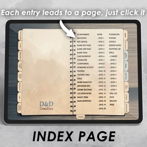 Index page has all the hyperlinked tabs. Just click on any and get to the desired character sheet page.