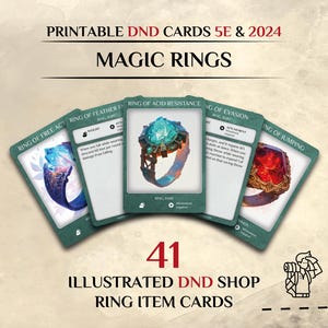 DnD Item Cards: Magic Rings | 41 Illustrated Item Cards | 5e and 2024 | Dungeons and Dragons accessories (Printable PDF)