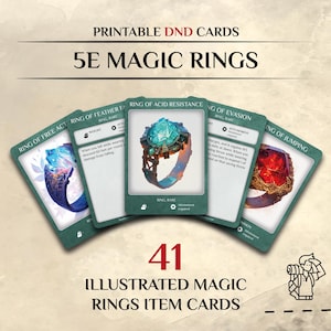 Illustrées de cartes Anneaux magiques du MdD | Cartes d'objets du MDN | Accessoires pour lecteurs DM d&d Dnd | Téléchargement instantané et impression | Donjons et Dragons 5e