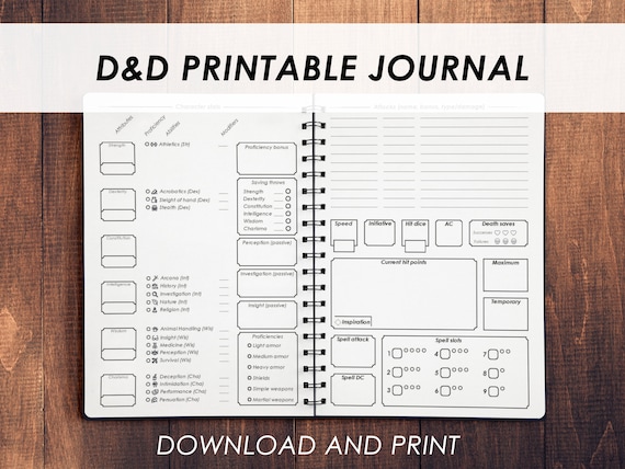 DnD Journal 2014 and 2024: Minimalist D&D Character Sheets Printable (PDF)