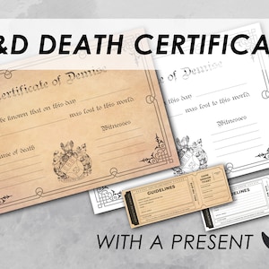 DnD-Sterbeurkunde | RPG Demise Zertifikat | Druckbare Version von Dungeons and Dragons | D&D Accessoires | PDF | DND Spieler Geschenk | Pfadfinder