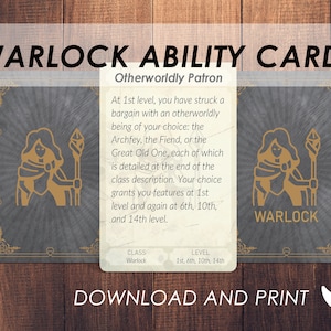 DnD Warlock-vaardigheidskaarten | Accessoires Dnd Player Class | Dungeons and Dragons 5e | DnD-afdrukbaar | PDF |