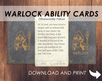 DnD Warlock Ability Cards | Dnd Player Class Accessories | Dungeons and Dragons 5e | DnD Printable | PDF |