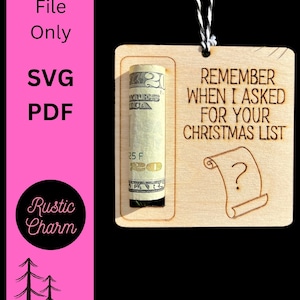 Money Holder Gift Ornament FILE Christmas list