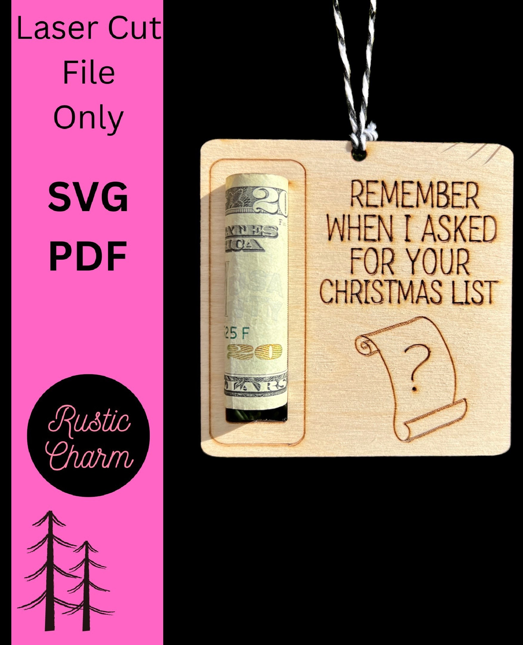 Money Holder Gift Ornament FILE Christmas List Etsy