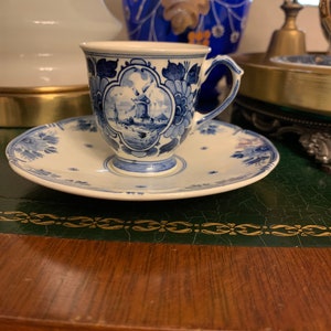 Vintage Zenith Gouda Delft Demitasse Cup and Saucer