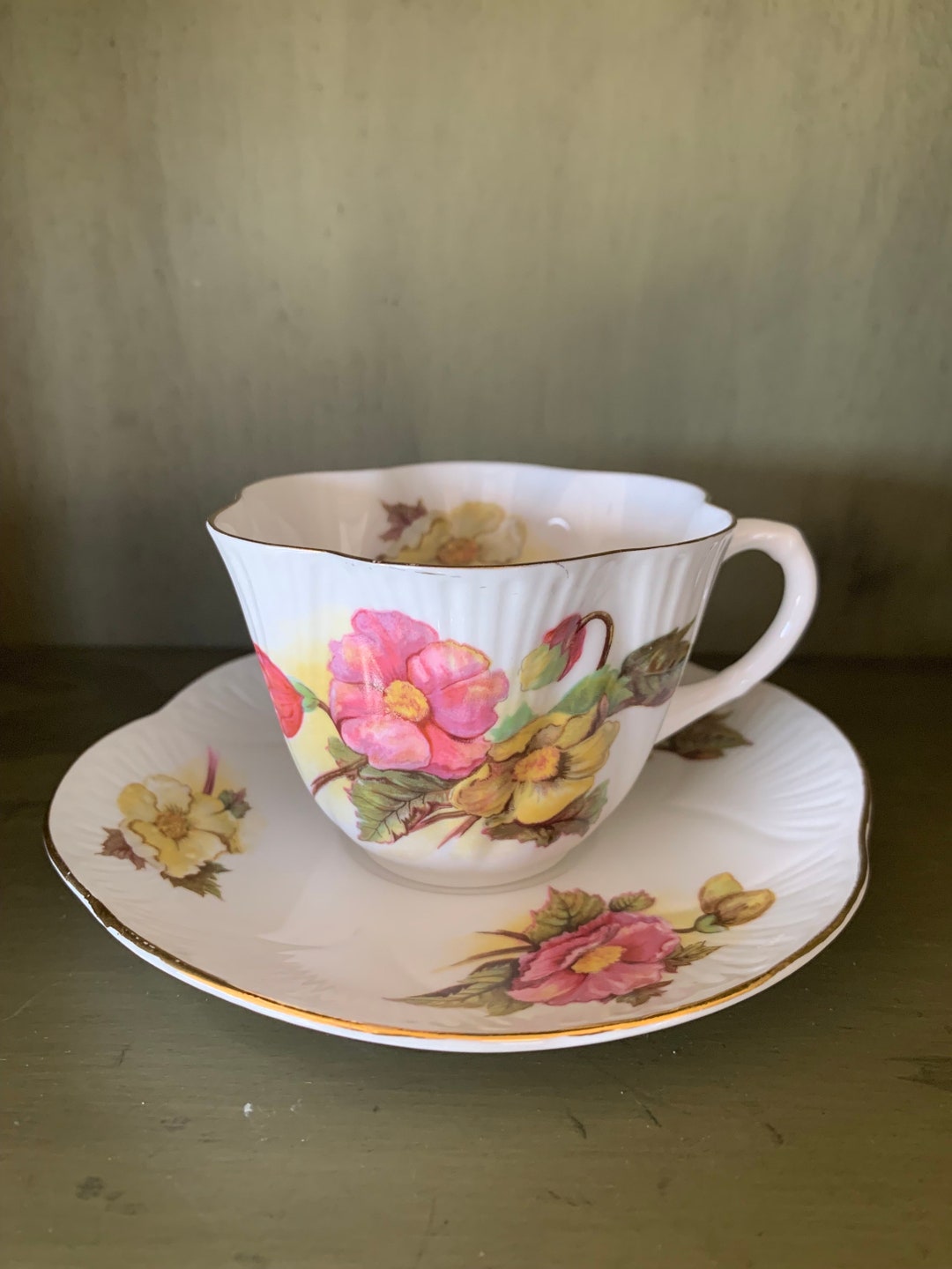 Vintage Shelley Begonia Tea Cup Etsy