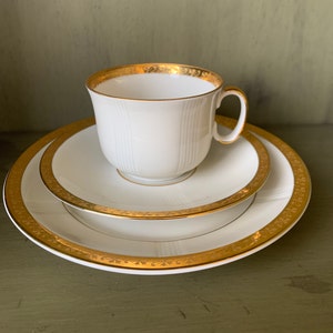 Vintage Porsgrund Guld frukosttrio
