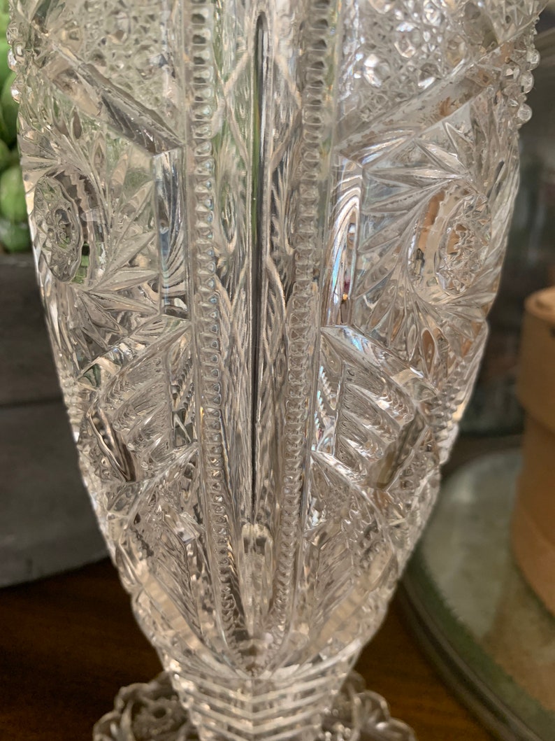 Vintage Pressed Glass Vase Etsy