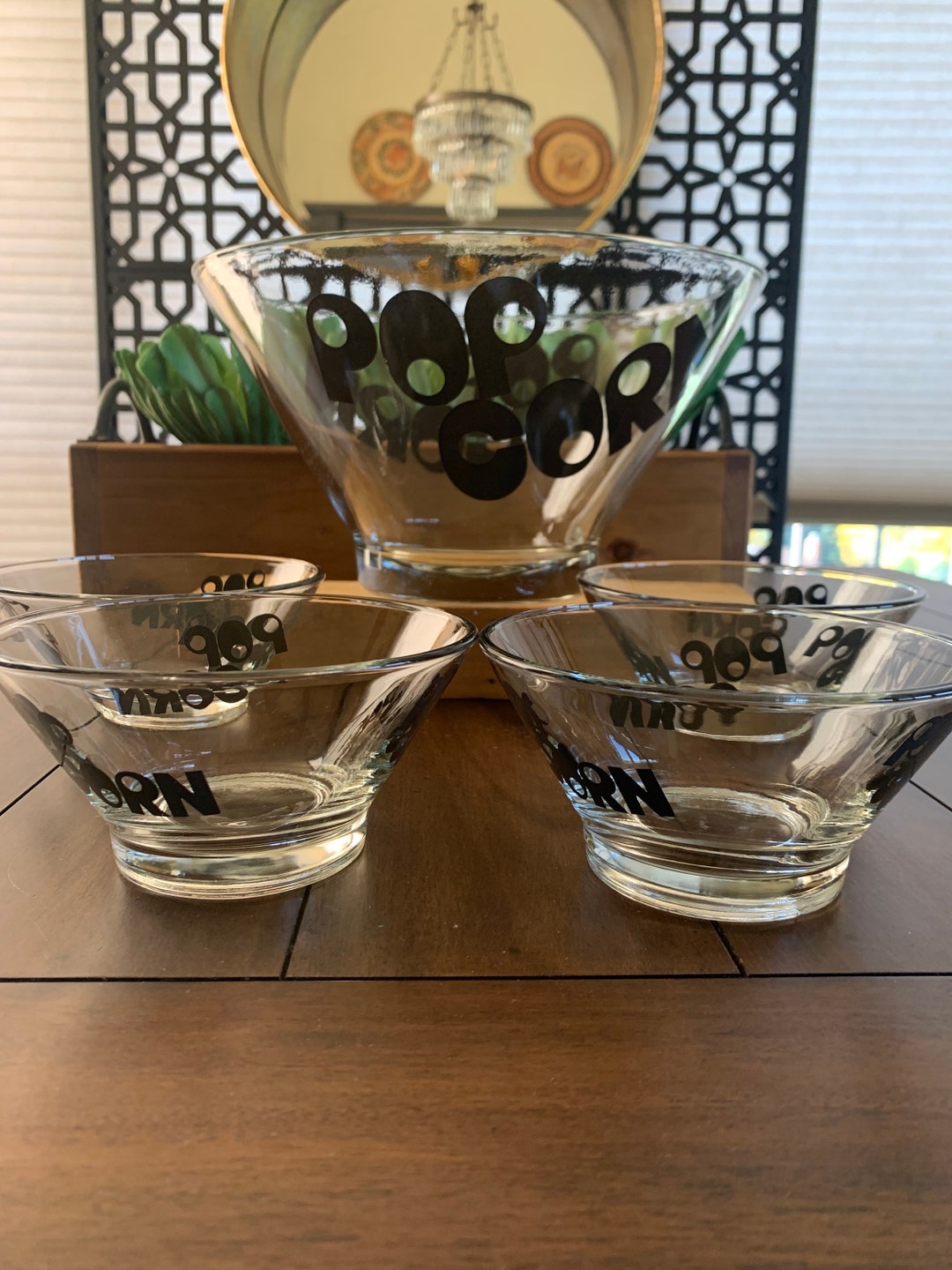 Mid Century Wheaton Glass Popcorn Bowl Set set of 5 Etsy